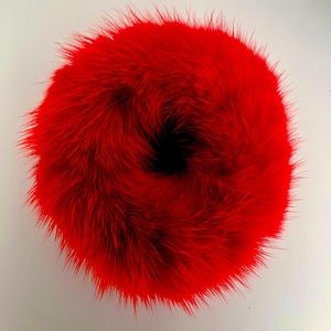 Real Mink Fur Scrunchie Red NWOT